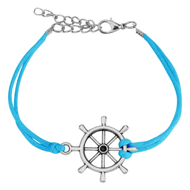 Key Cast Iron Leatherette Armbånd - Blå