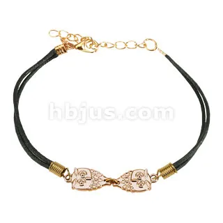 Owl Cast Iron Leatherette Armbånd - Sort